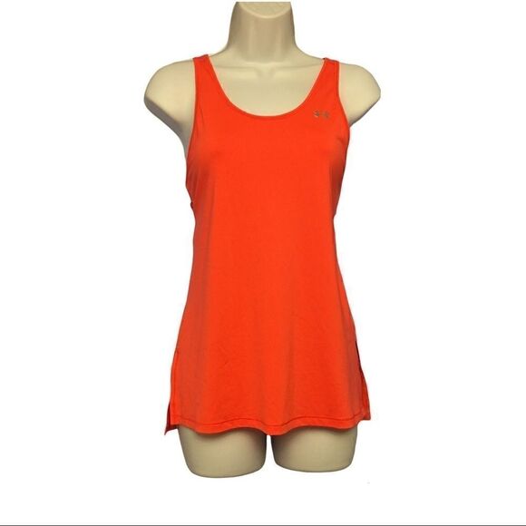 Under Armour Heat Gear Neon Tangerine Coral Mesh Active Wear Tank Top Size Small - Picture 1 of 15